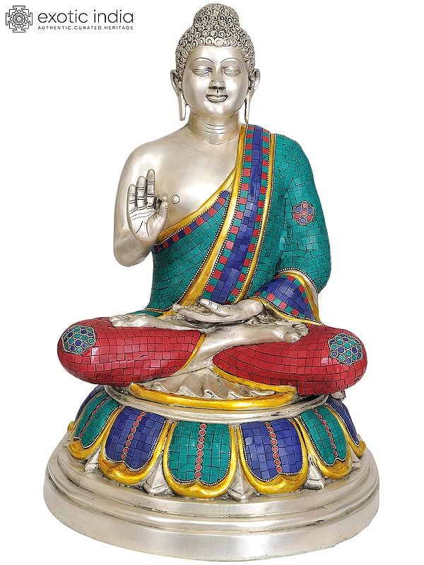 22" Large Size Tibetan Buddhist Buddha in Vitarka Mudra In Brass | Handmade | Made In India