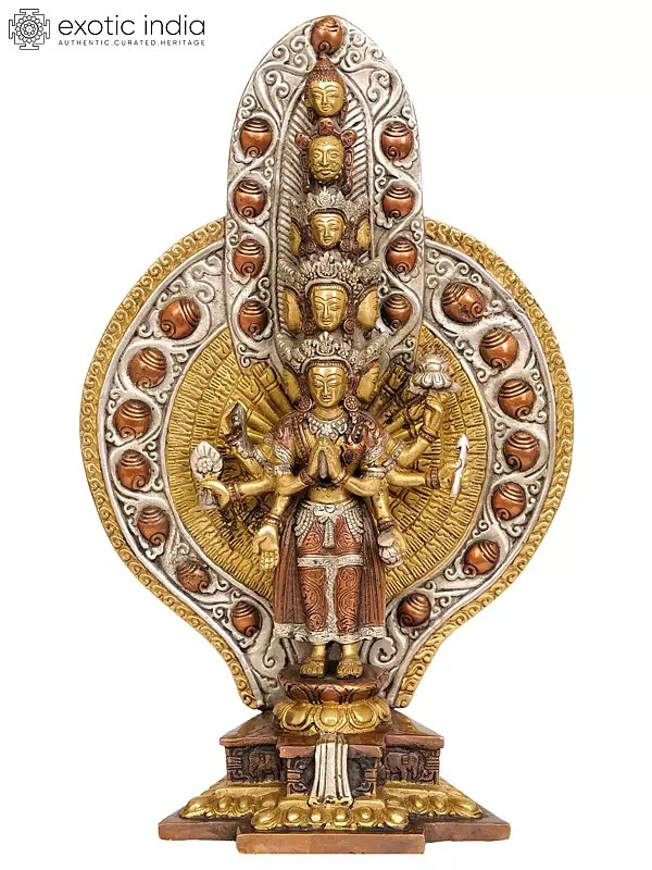 Eleven-Headed Thousand-Armed Avalokiteshvara Brass Statue | Handmade Buddhist Sculpture