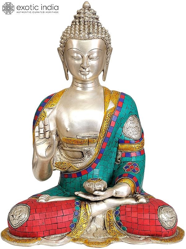 14" Lord Buddha in Vitark Mudra In Brass | Handmade | Made In India