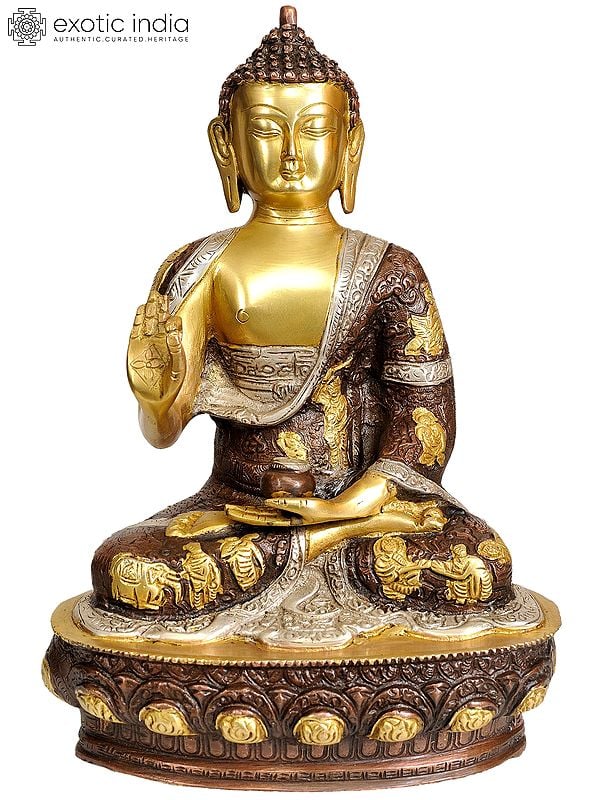 12" Lord Buddha in Vitarka Mudra In Brass | Handmade | Made In India