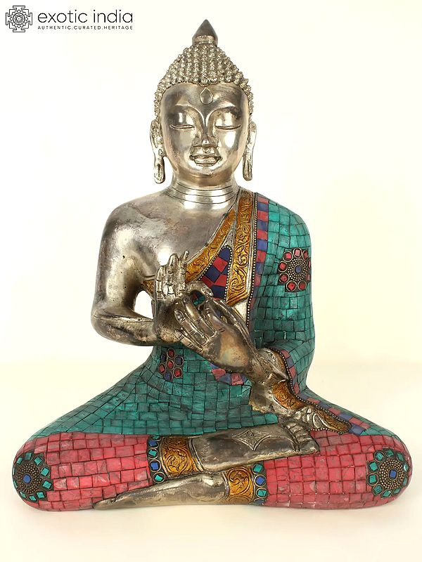 13" Tibetan Buddhist Lord Buddha in Dharmachakra Mudra In Brass | Handmade | Made In India