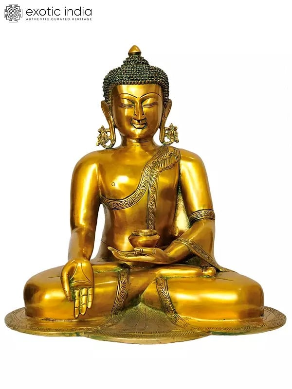 17" Lord Buddha in Jnana Mudra In Brass | Handmade | Made In India