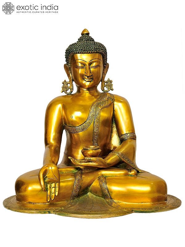 17" Lord Buddha in Jnana Mudra In Brass | Handmade | Made In India