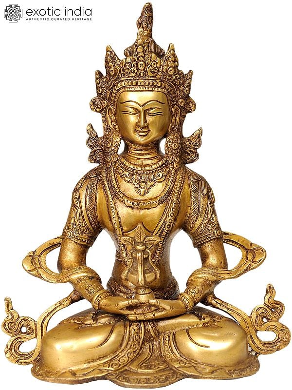 10" Tibetan Buddhist Deity Amitabha Buddha In Brass | Handmade | Made In India