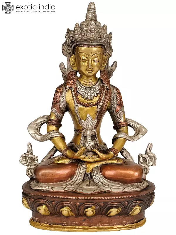 8" Amitabha Buddha Brass Statue | Handmade Tibetan Buddhist God Idol