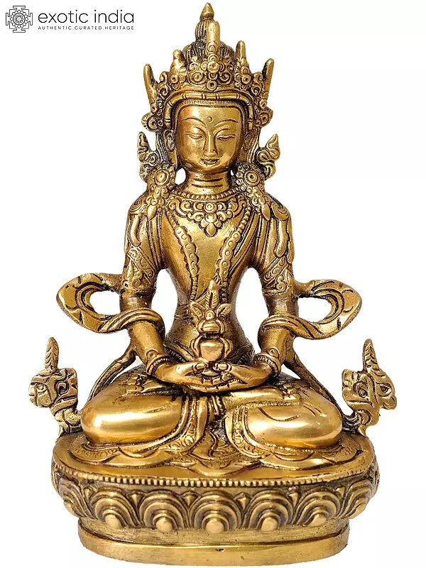 8" Amitabha Buddha Brass Statue | Handmade Tibetan Buddhist God Idol