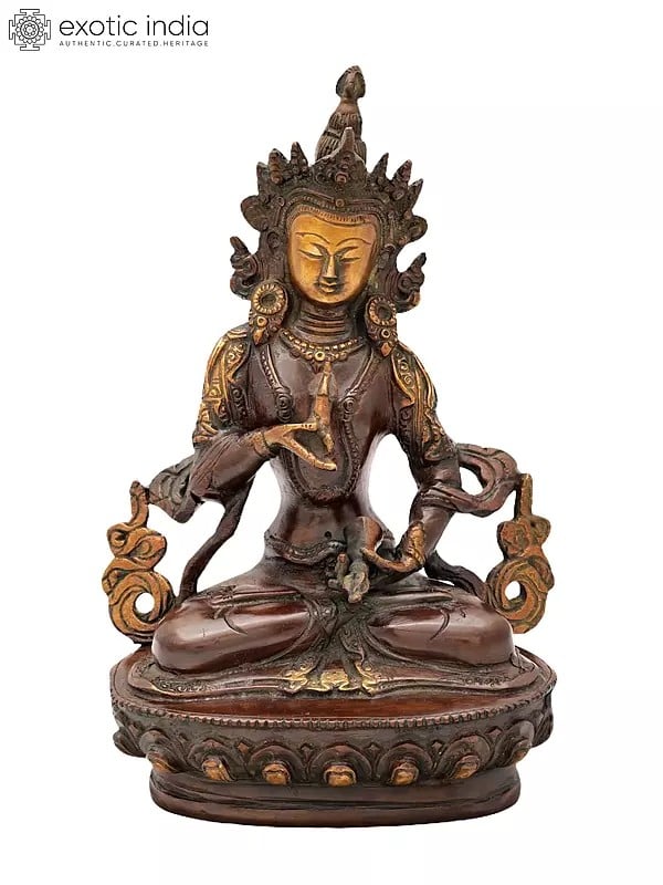 8" Tibetan Buddhist Deity Vajrasattva Brass Statue | Handmade | Made in India