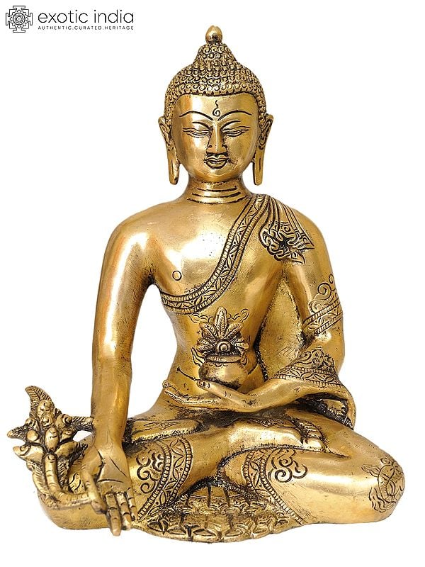 9" Tibetan Buddhist Deity Medicine Buddha In Brass | Handmade | Made In India