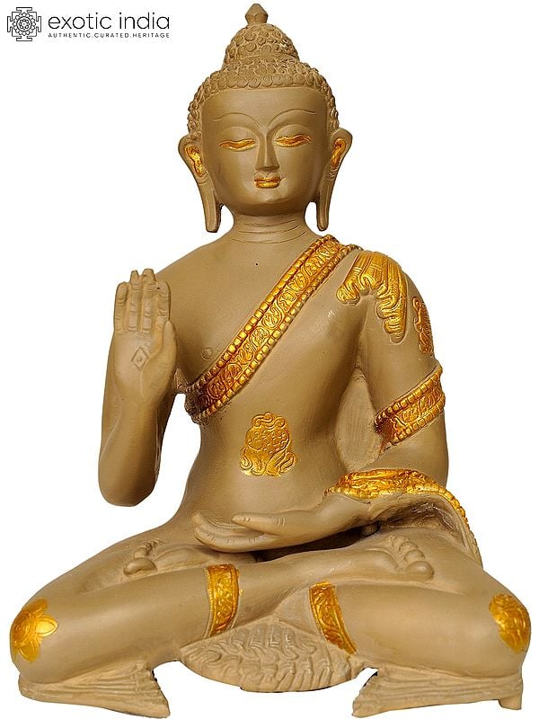 11" Blessing Buddha In Brass | Handmade | Made In India