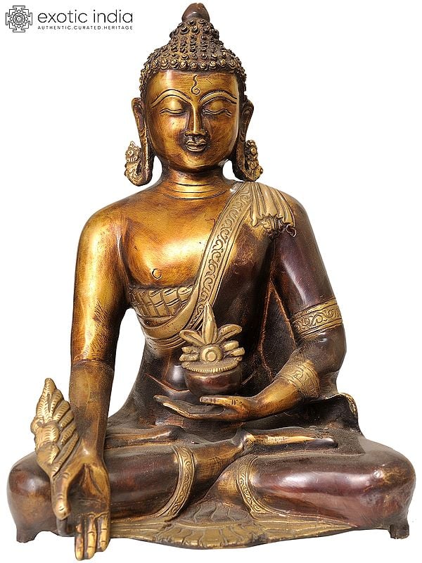 11" Medicine Buddha (Tibetan Buddhist Deity) In Brass | Handmade | Made In India