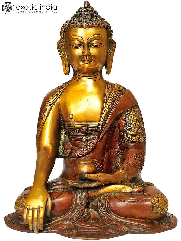 10" Buddha in the Bhumisparsha Mudra In Brass | Handmade | Made In India