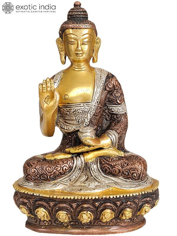 7" Blessing Buddha In Brass | Handmade | Made In India