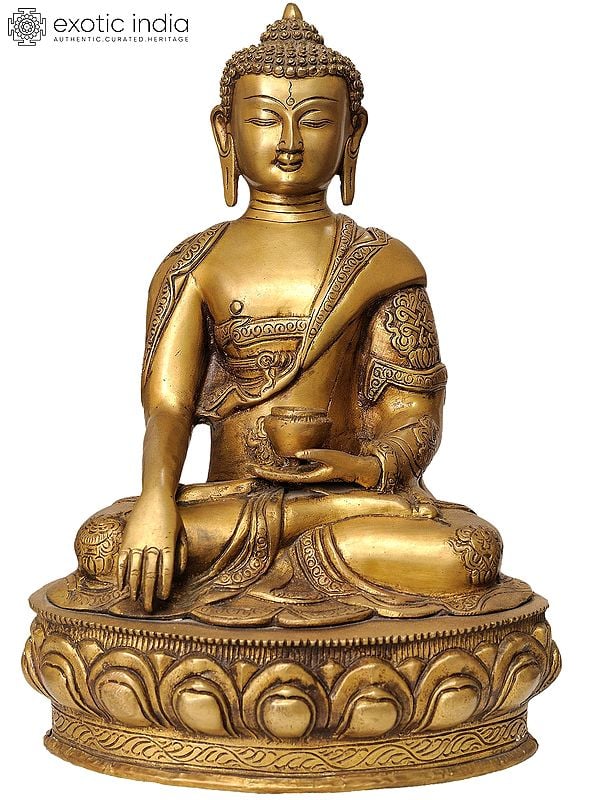 15" Buddha in the Bhumisparsha Mudra In Brass | Handmade | Made In India