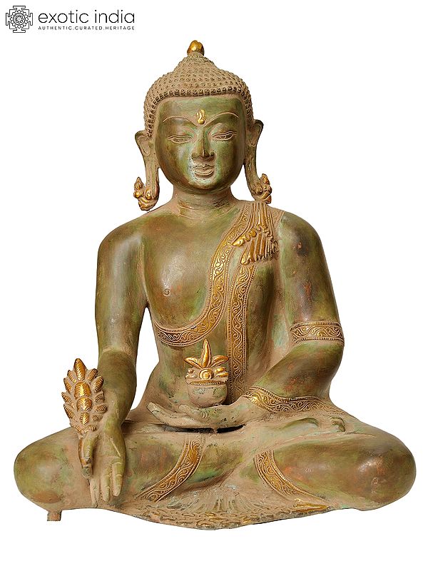 15" Medicine Buddha (Tibetan Buddhist Deity) In Brass | Handmade | Made In India