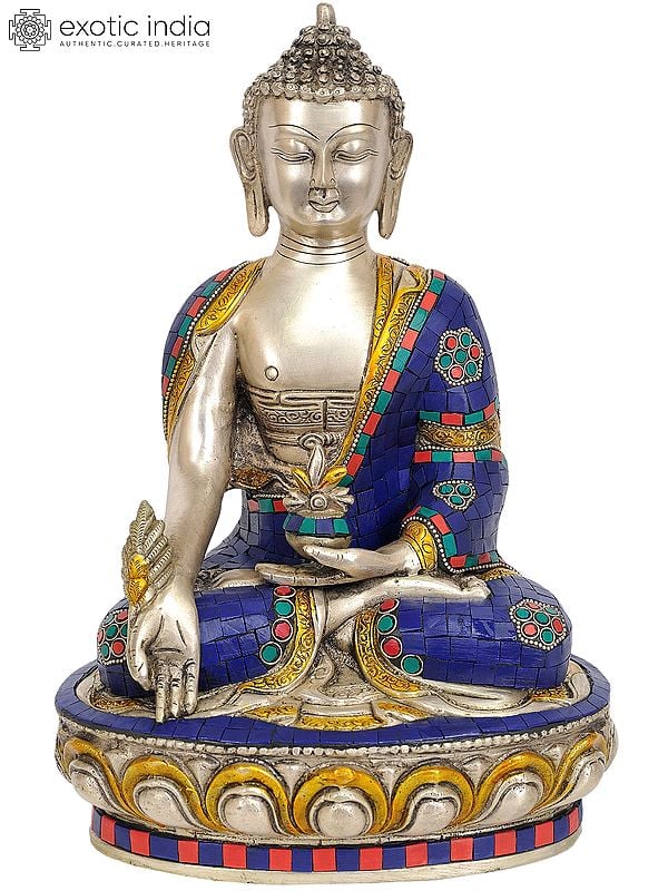 12" Tibetan Buddhist Deity Medicine Buddha In Brass | Handmade | Made In India