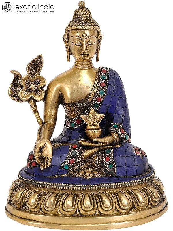 8" Tibetan Buddhist Medicine Buddha In Brass | Handmade | Made In India