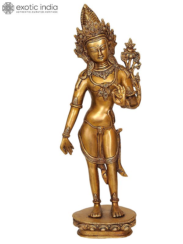 17" Tibetan Buddhist Padmapani Deity Avalokiteshvara In Brass | Handmade | Made In India