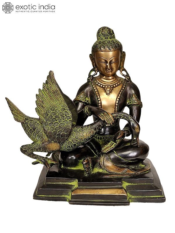 8" Tibetan Buddhist Deity Siddhartha Nursing the Wounded Swan (Kindness Personified) In Brass | Handmade | Made In India