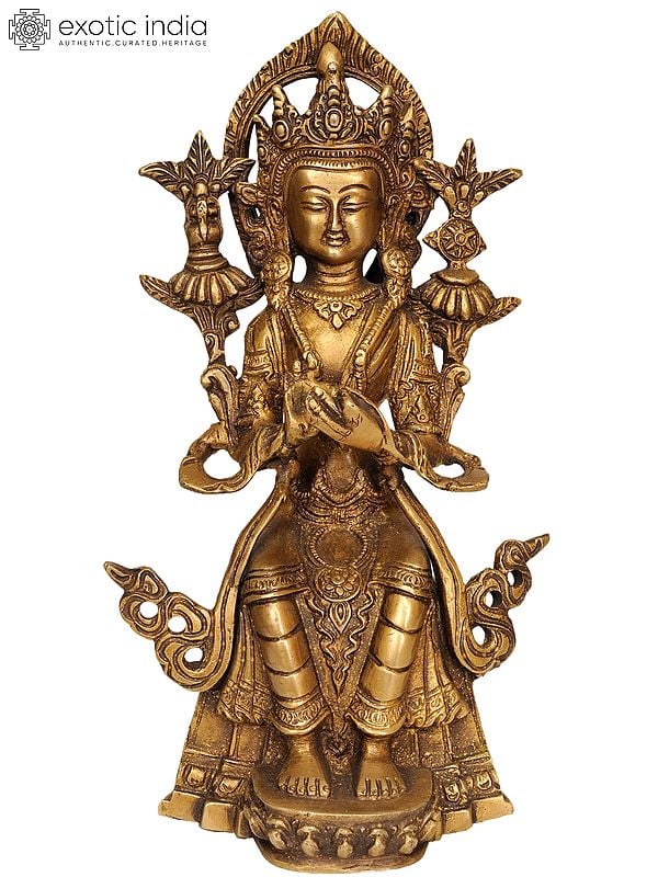 9" Maitreya Buddha Brass Statue | Tibetan Buddhist Deity Idol