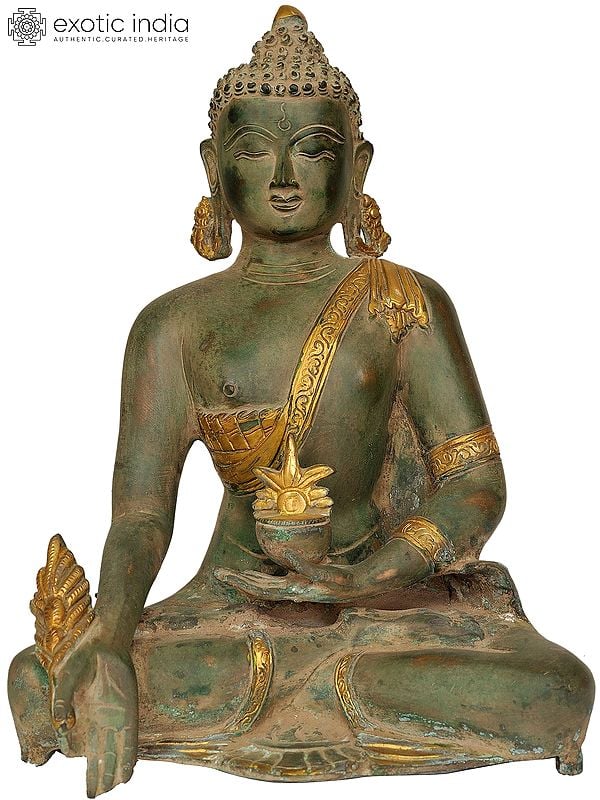 11" Tibetan Buddhist Deity Medicine Buddha In Brass | Handmade | Made In India