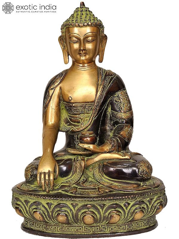 12" Lord Buddha in the Bhumisparsha Mudra In Brass | Handmade | Made In India