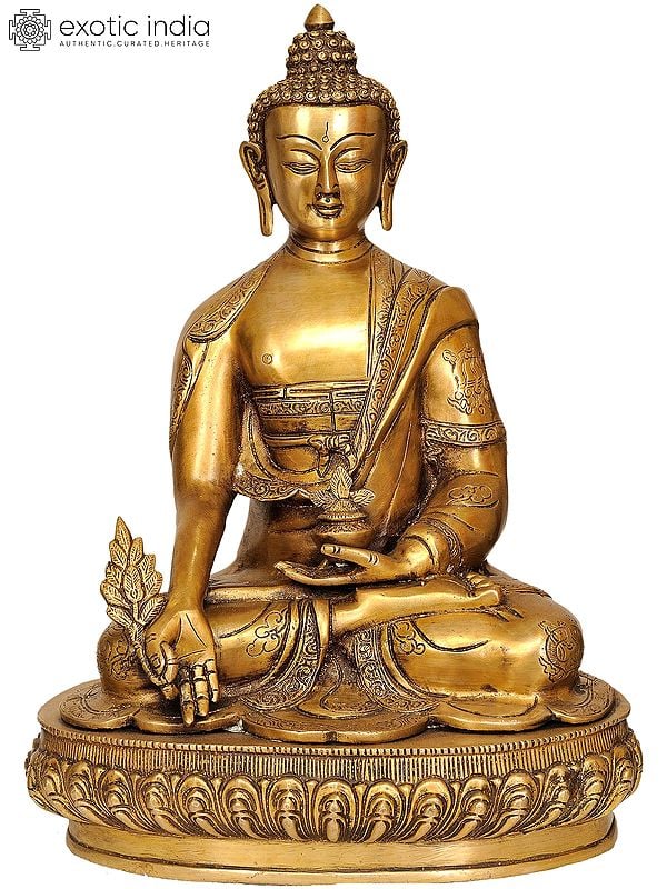 16" Tibetan Buddhist God Medicine Buddha In Brass | Handmade | Made In India