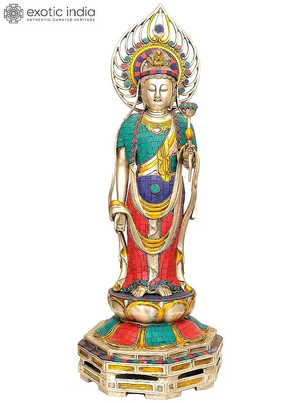 23" Japanese Buddha (Kuan Yin) In Brass | Handmade | Made In India