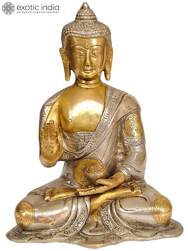 8" Blessing Buddha In Brass | Handmade | Made In India