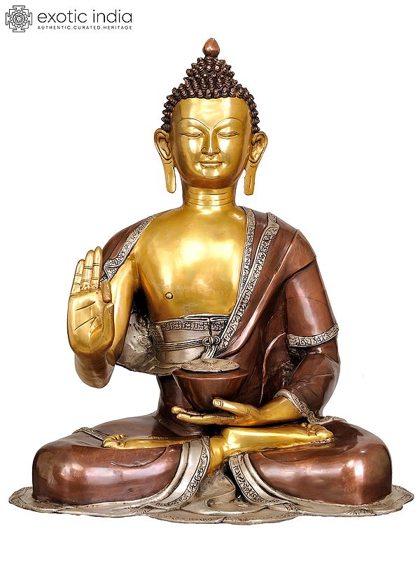 28" Large Size Blessing Buddha in Brass | Handmade | Made In India