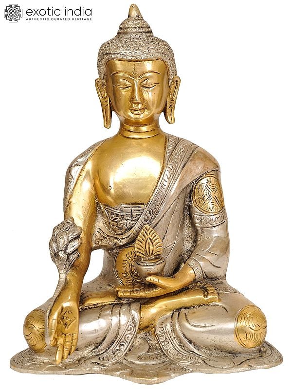 8" Medicine Buddha Statue in Brass | Handmade Buddhist Deity Idol | Made in India