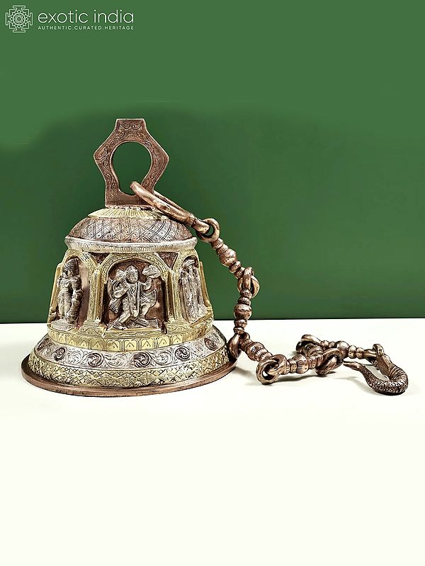 13" Lord Hanuman Temple Hanging Bell in Brass | Handmade | Made in India