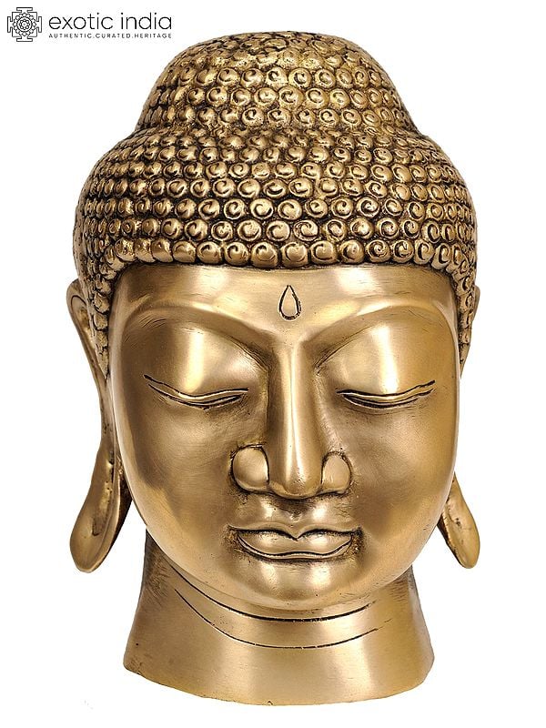 9" Lord Buddha Head In Brass | Handmade | Made In India