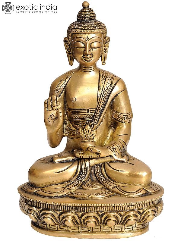 8" Blessing Buddha In Brass | Handmade | Made In India