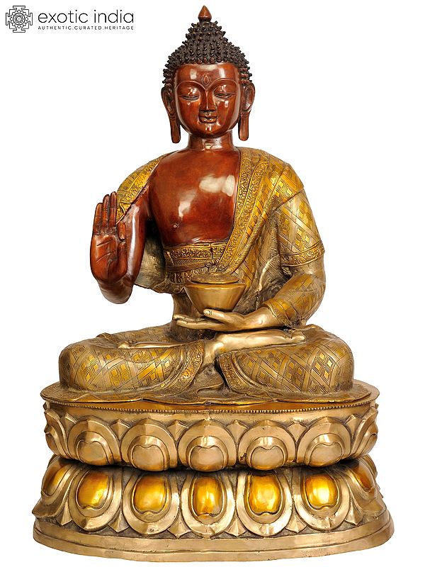 36" Large Size Gautam Buddha Preaching His Dharma In Brass | Handmade | Made In India