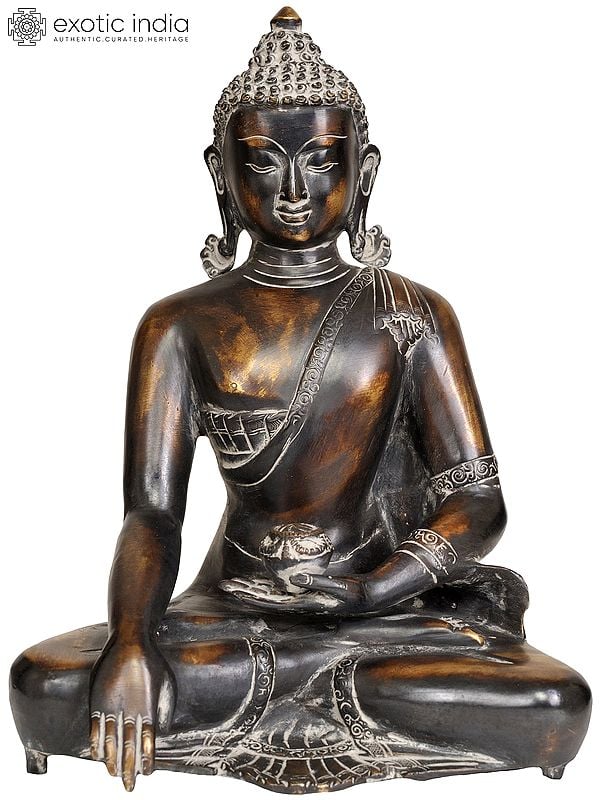 11" The Buddha in Bhumisparsha Mudra In Brass | Handmade | Made In India