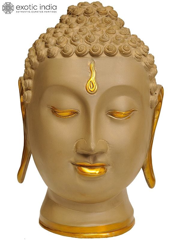 12" Meditative Buddha Head In Brass | Handmade | Made In India