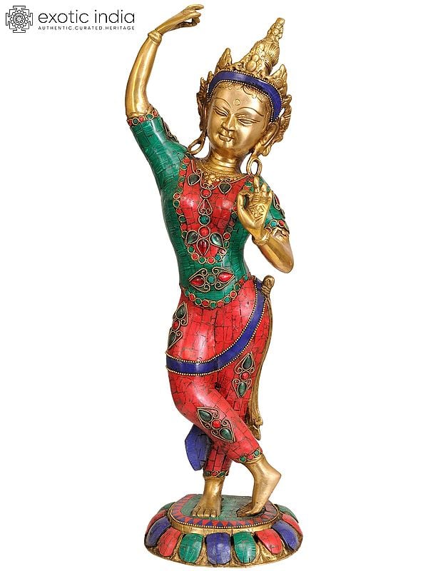 20" Tibetan Buddhist Mayadevi - Mother of Buddha with Upraised Hand Symbolically Holding a Branch of a Tree In Brass | Handmade | Made In India