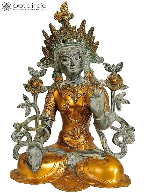 15" White Tara (Tibetan Buddhist Deity) In Brass | Handmade | Made In India