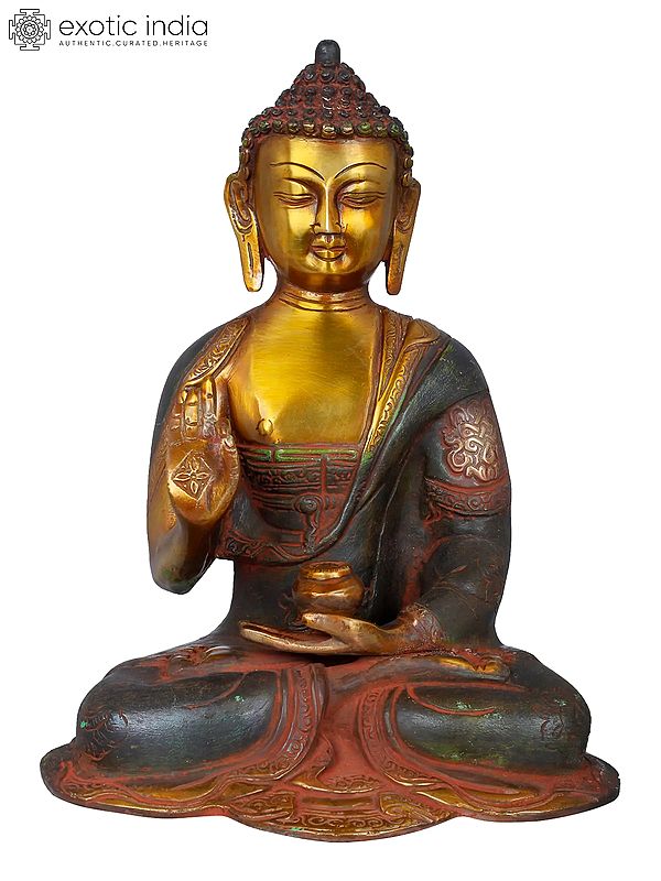 10" Tibetan Buddhist Preaching  Buddha In Brass | Handmade | Made In India
