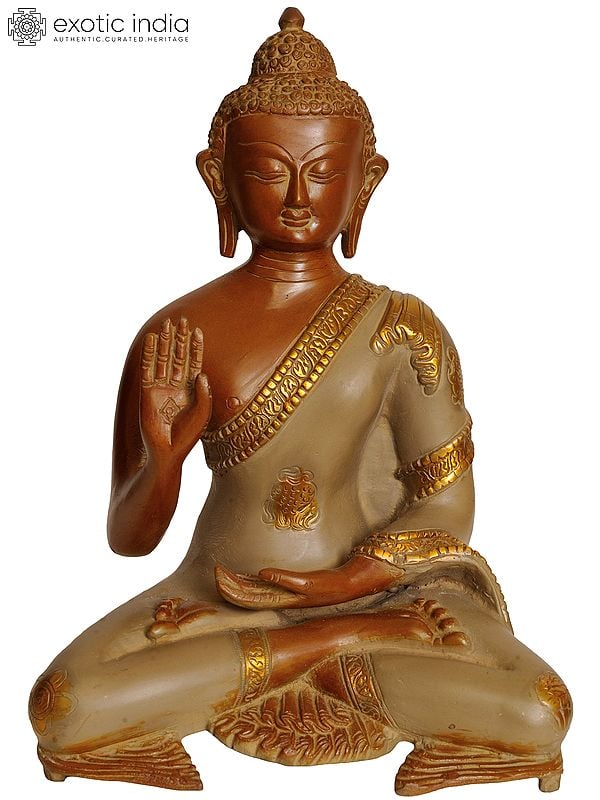 10" Lord Buddha in Abhaya Mudra In Brass | Handmade | Made In India