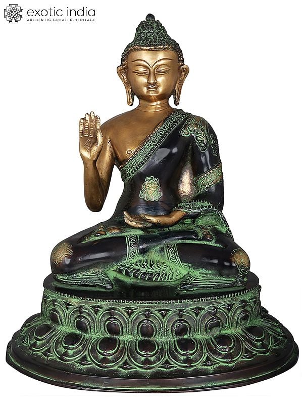 13" Lord Buddha Granting Abhaya - Tibetan Buddhist In Brass | Handmade | Made In India