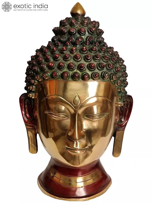 15" Large Size Lord Buddha Head in Brass | Handmade | Made in India