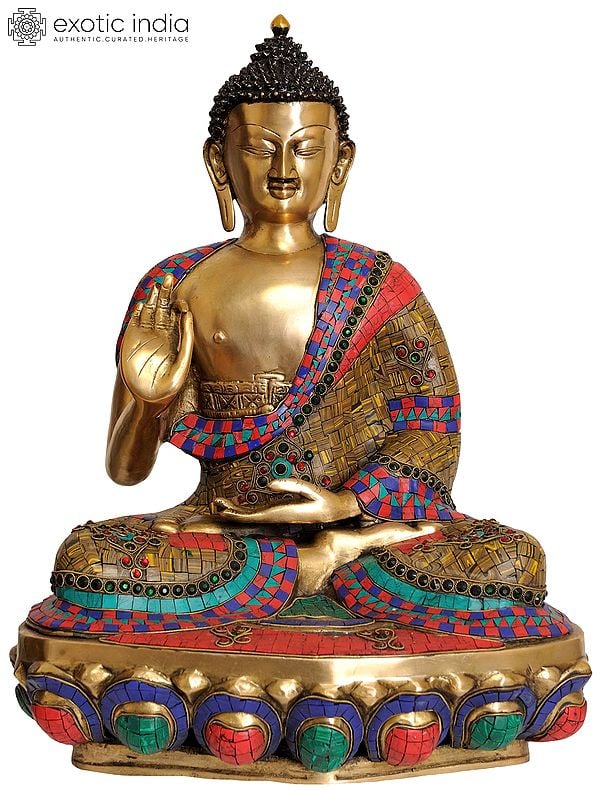 19" Lord Buddha Preaching His Dharma In Brass | Handmade | Made In India