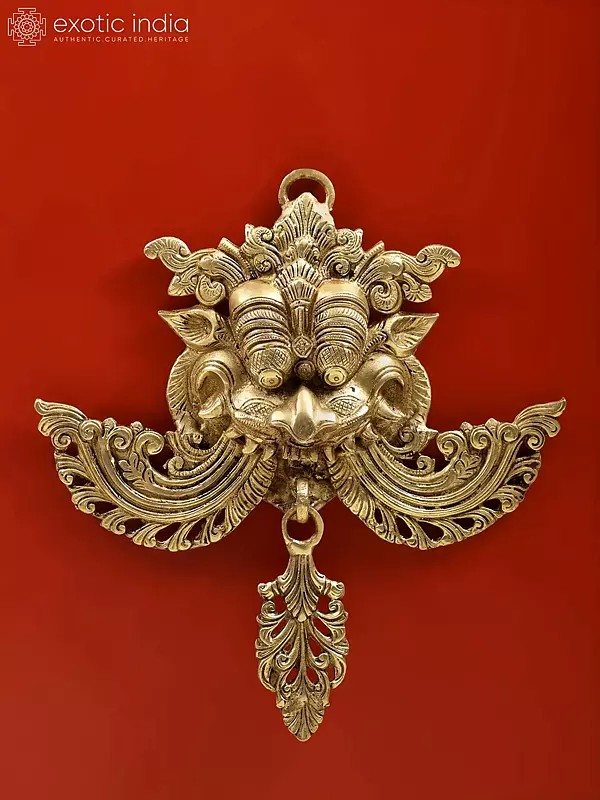11" Kirtimukha Wall Hanging Mask (Ward off Evil) In Brass