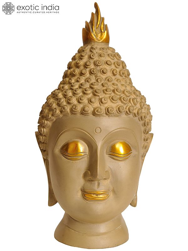 9" Thai Buddha Head In Brass | Handmade | Made In India