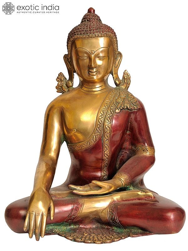 12" Lord Buddha in Bhumisparsha Mudra In Brass | Handmade | Made In India