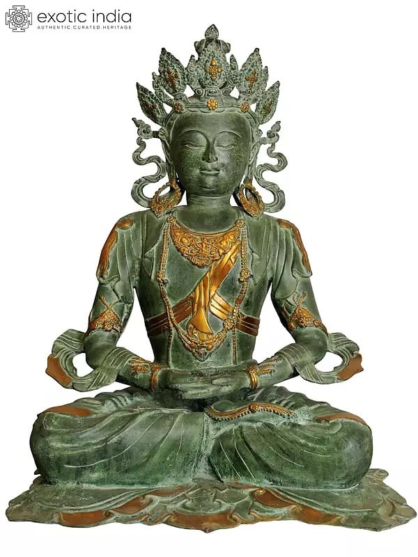 32" Large Pritzker Vairochana Buddha Brass Statue | Tibetan Buddhist Deity Idol