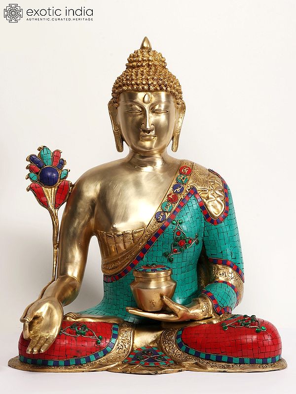 23" Tibetan Buddhist Deity - Large Size Medicine Buddha In Brass | Handmade | Made In India