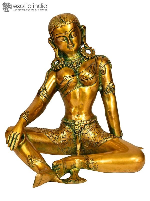 8" Tibetan Buddhist Goddess Green Tara In Brass | Handmade | Made In India