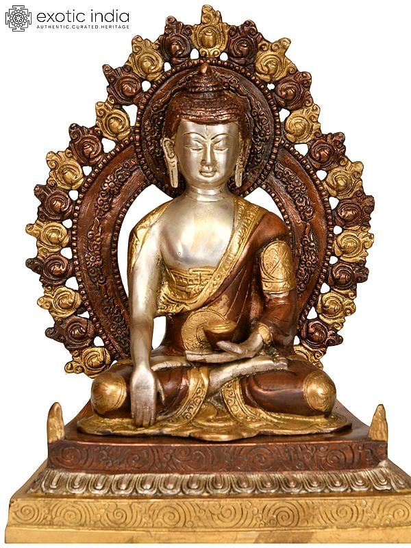 11" Lord Buddha in Earth Touching Gesture (Tibetan Buddhist) In Brass | Handmade | Made In India